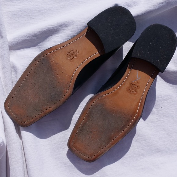 Y2k Enzo Angiolini black leather square toe loafers with buckle - Picture 4 of 8